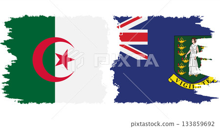 British Virgin Islands and Algeria grunge flags connection vector 133859692
