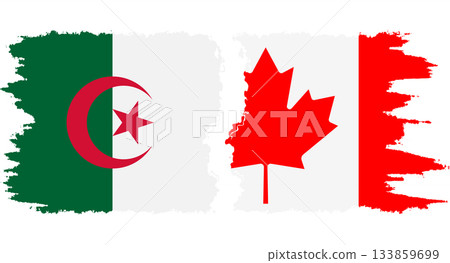 Canada and Algeria grunge flags connection vector 133859699