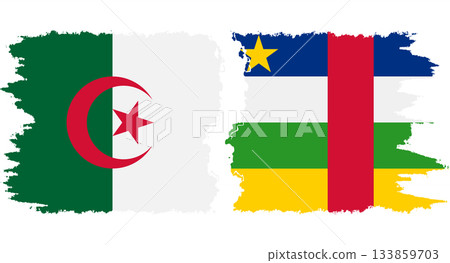 Central African Republic and Algeria grunge flags connection vecto 133859703