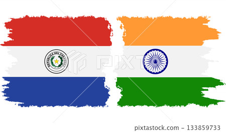 India and Paraguay grunge flags connection vector 133859733