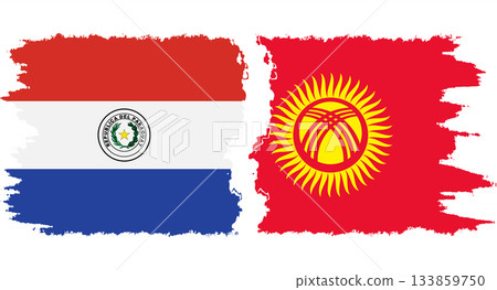 Kyrgyzstan and Paraguay grunge flags connection vector Kyrgyzstan and Paraguay grunge flags connection vector 133859750