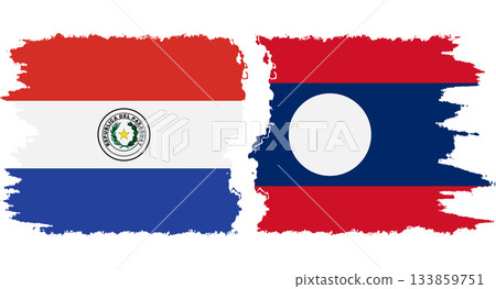 Laos and Paraguay grunge flags connection vector 133859751