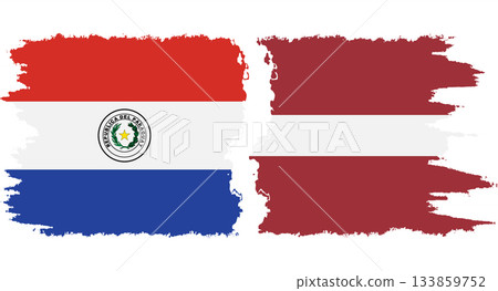 Latvia and Paraguay grunge flags connection vector 133859752