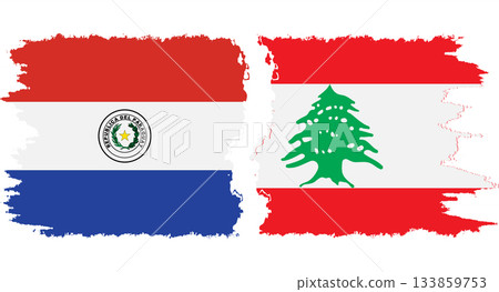 Lebanon and Paraguay grunge flags connection vector 133859753