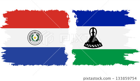 Lesotho and Paraguay grunge flags connection vector 133859754