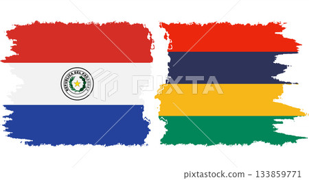 Mauritius and Paraguay grunge flags connection vector 133859771