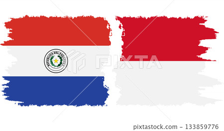 Monaco and Paraguay grunge flags connection vector 133859776