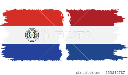 Netherlands and Paraguay grunge flags connection vector Netherlands and Paraguay grunge flags connection vector 133859787