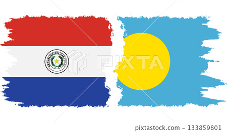 Palau and Paraguay grunge flags connection vector 133859801