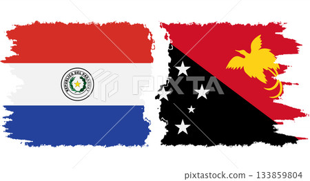 Papua New Guinea and Paraguay grunge flags connection vector 133859804