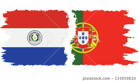 Portugal and Paraguay grunge flags connection vector Portugal and Paraguay grunge flags connection vector 133859810