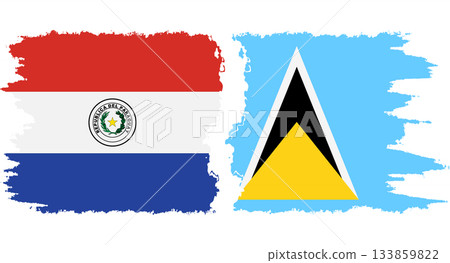 Saint Lucia and Paraguay grunge flags connection vector Saint Lucia and Paraguay grunge flags connection vector 133859822