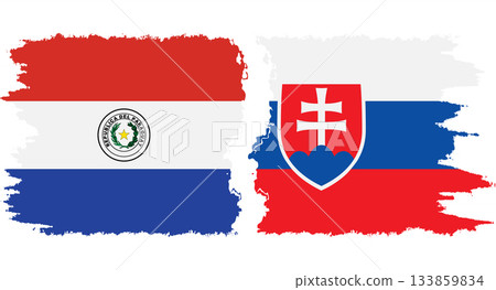 Slovakia and Paraguay grunge flags connection vector 133859834