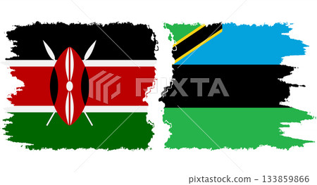Zanzibar and Kenya grunge flags connection vector 133859866