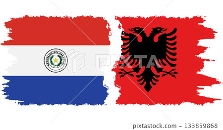 Albania and Paraguay grunge flags connection vector 133859868