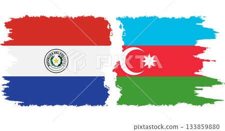 Azerbaijan and Paraguay grunge flags connection vector 133859880