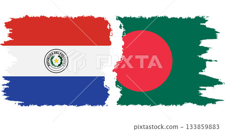 Bangladesh and Paraguay grunge flags connection vector 133859883