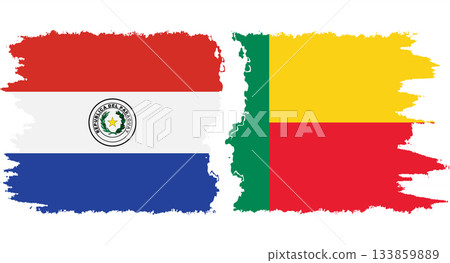 Benin and Paraguay grunge flags connection vector 133859889