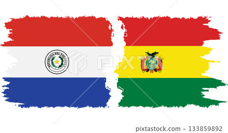 Bolivia and Paraguay grunge flags connection vector Bolivia and Paraguay grunge flags connection vector 133859892