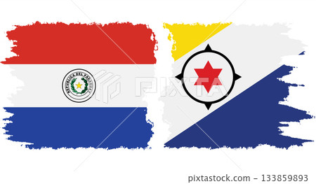 Bonaire and Paraguay grunge flags connection vector 133859893