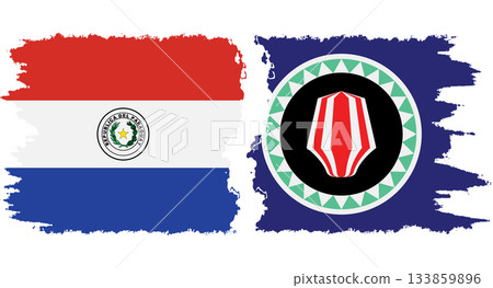 Bougainville and Paraguay grunge flags connection vector Bougainville and Paraguay grunge flags connection vector 133859896