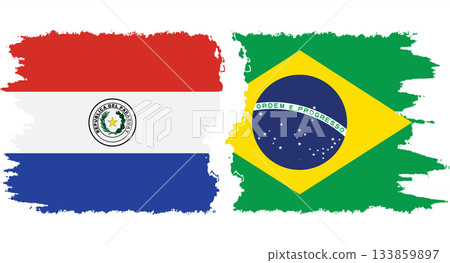 Brazil and Paraguay grunge flags connection vector Brazil and Paraguay grunge flags connection vector 133859897