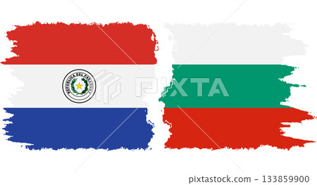 Bulgaria and Paraguay grunge flags connection vector Bulgaria and Paraguay grunge flags connection vector 133859900