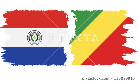 Congo-Brazzaville and Paraguay grunge flags connection vector Congo-Brazzaville and Paraguay grunge flags connection vector 133859916