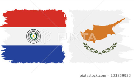 Cyprus and Paraguay grunge flags connection vector Cyprus and Paraguay grunge flags connection vector 133859923