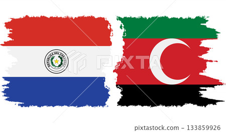 Darfur and Paraguay grunge flags connection vector 133859926