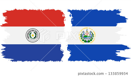 El Salvador and Paraguay grunge flags connection vector El Salvador and Paraguay grunge flags connection vector 133859934