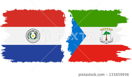 Equatorial Guinea and Paraguay grunge flags connection vector Equatorial Guinea and Paraguay grunge flags connection vector 133859936