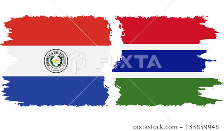Gambia and Paraguay grunge flags connection vector 133859948