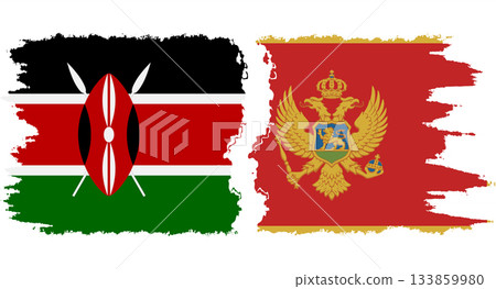 Montenegro and Kenya grunge flags connection vector 133859980