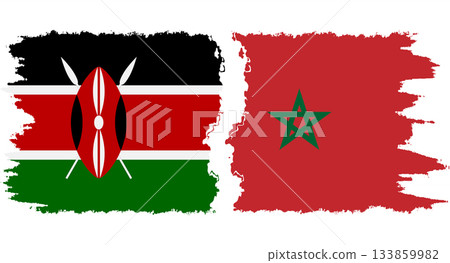 Morocco and Kenya grunge flags connection vector Morocco and Kenya grunge flags connection vector 133859982