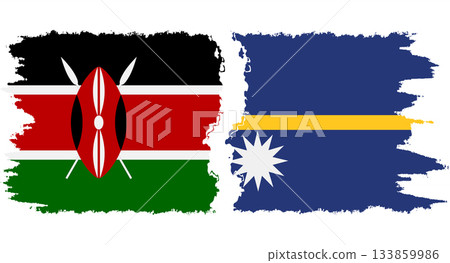 Nauru and Kenya grunge flags connection vector 133859986