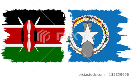 Northern Mariana Islands and Kenya grunge flags connection vector 133859996