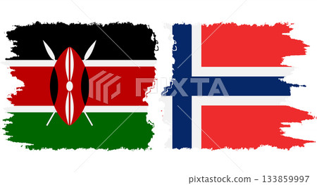 Norway and Kenya grunge flags connection vector 133859997