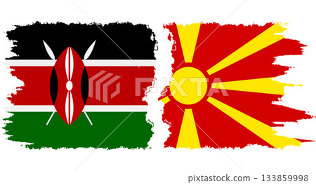 Northern Macedonia and Kenya grunge flags connection vector 133859998