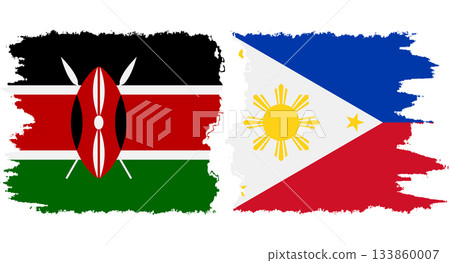 Philippines and Kenya grunge flags connection vector 133860007