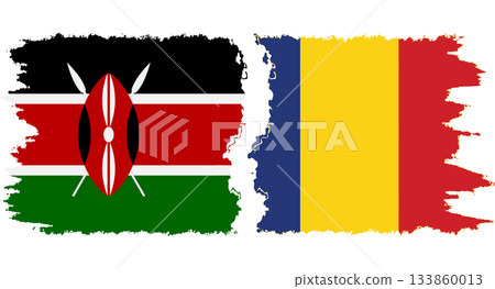 Romania and Kenya grunge flags connection vector 133860013