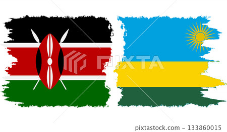 Rwandan and Kenya grunge flags connection vector Rwandan and Kenya grunge flags connection vector 133860015