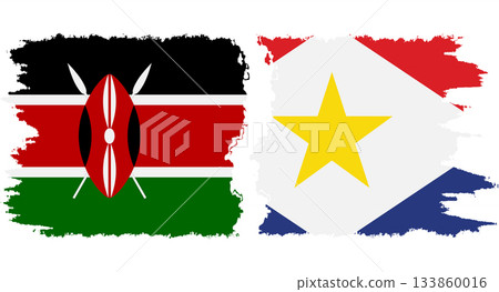 Saba and Kenya grunge flags connection vector 133860016