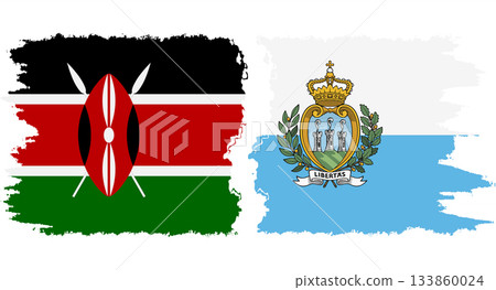 San Marino and Kenya grunge flags connection vector San Marino and Kenya grunge flags connection vector 133860024