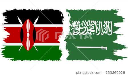 Saudi Arabia and Kenya grunge flags connection vector 133860026