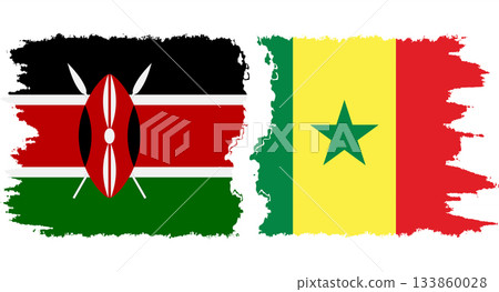 Senegal and Kenya grunge flags connection vector 133860028