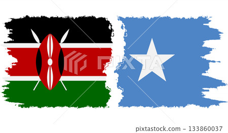 Somalia and Kenya grunge flags connection vector 133860037