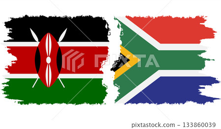 South Africa and Kenya grunge flags connection vector South Africa and Kenya grunge flags connection vector 133860039