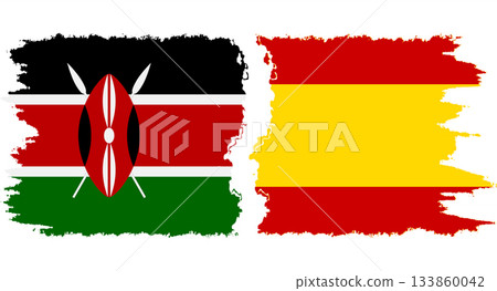 Spain and Kenya grunge flags connection vector Spain and Kenya grunge flags connection vector 133860042