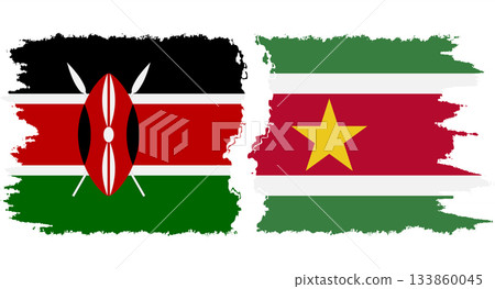 Suriname and Kenya grunge flags connection vector Suriname and Kenya grunge flags connection vector 133860045